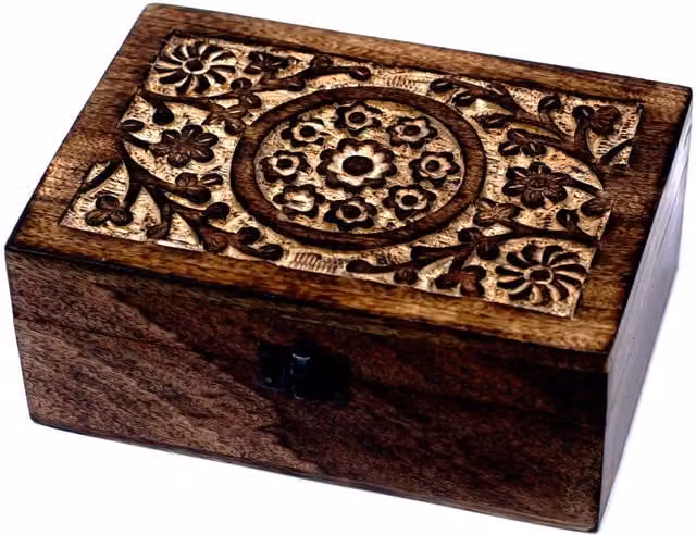 KDMD Mango Aromatherapy Box in Brown, Floral Design, Holds 24 Items