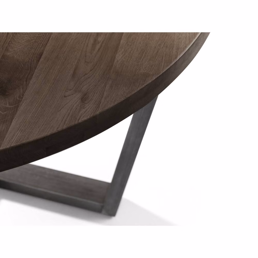Huxford Round Oak Dining Table in Brown and Multicolour, Diameter: 120 cm, Height: 75 cm – 3
