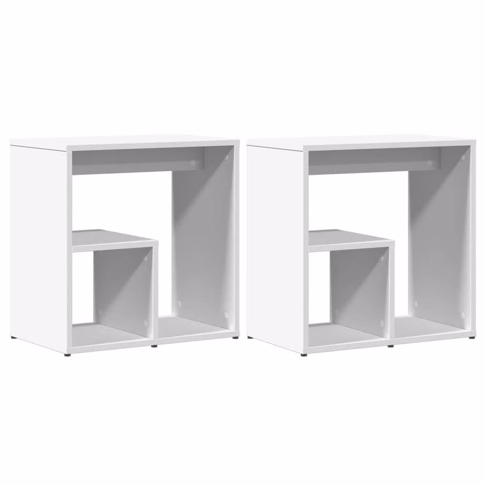 Berkfield Home Set of 2 White Minimalist Side Tables in Engineered Wood, W/D/H: 50 x 30 x 50 cm – 2