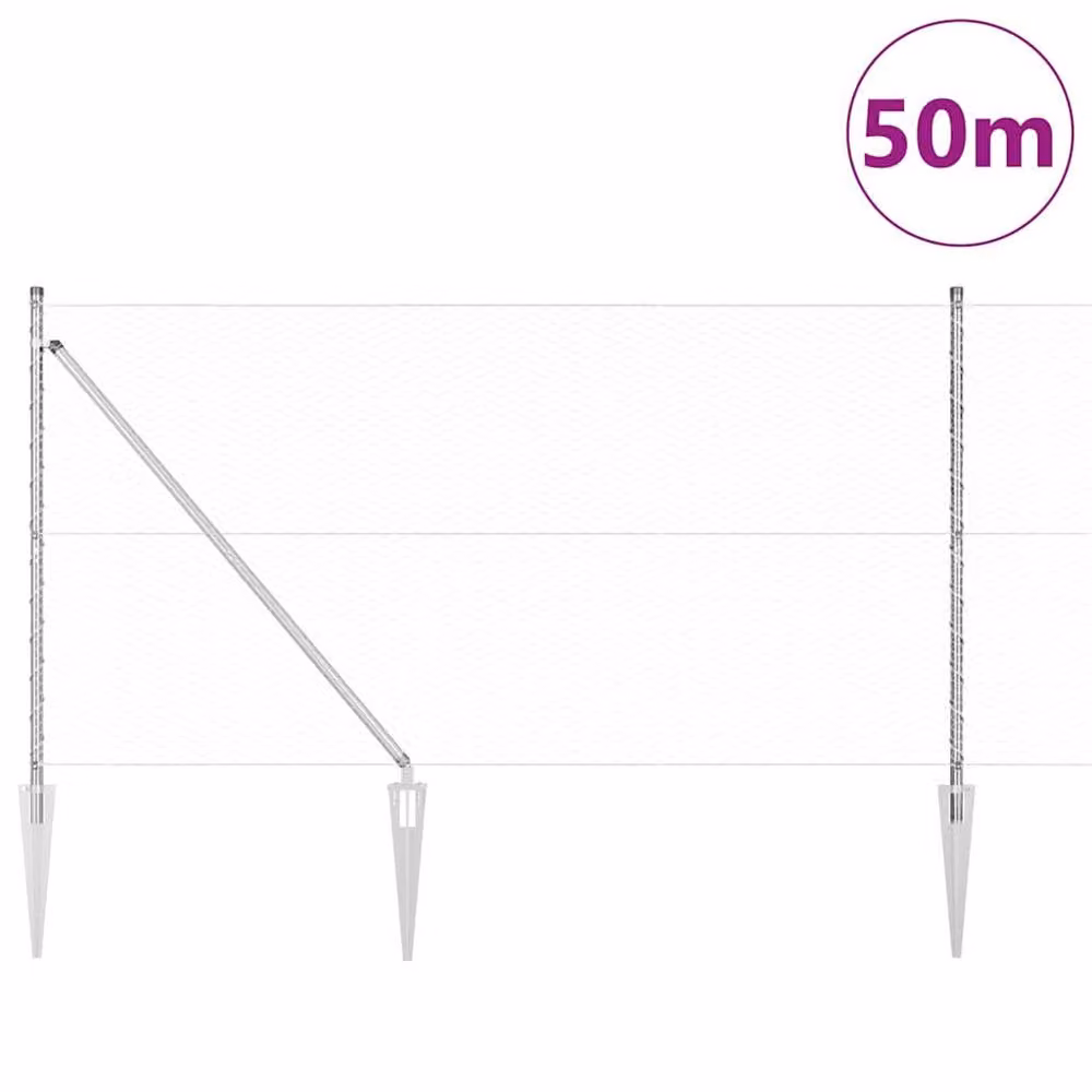 Berkfield Home Hexagon Fence in Silver Galvanised Steel, H: 140 cm, W: 50 m – 2