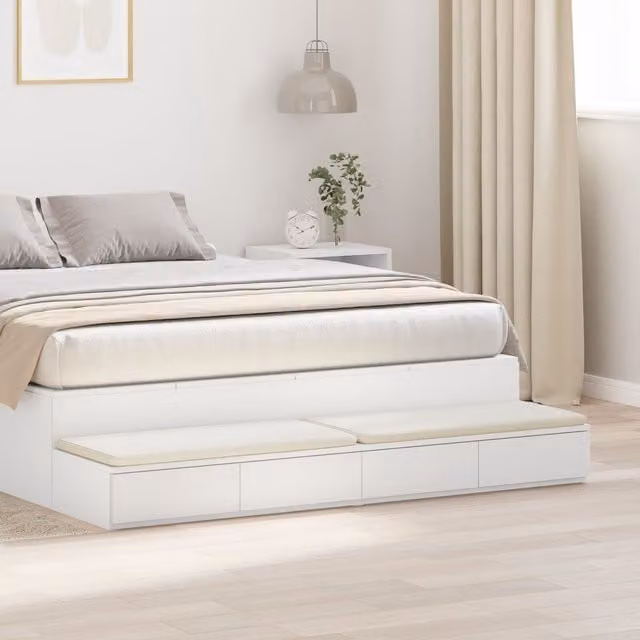 Berkfield Home White Bed Drawers in MDF, W/D/H: 135 x 36.5 x 16.5 cm