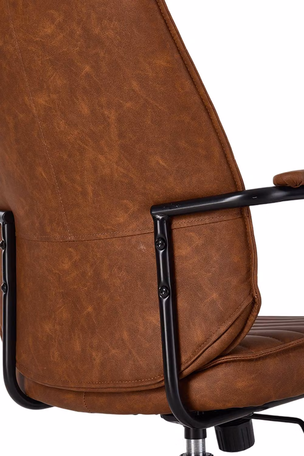 Living and Home Swivel and Height Adjustable Brown Synthetic Leather Office and Vanity Chair with High Back – 3