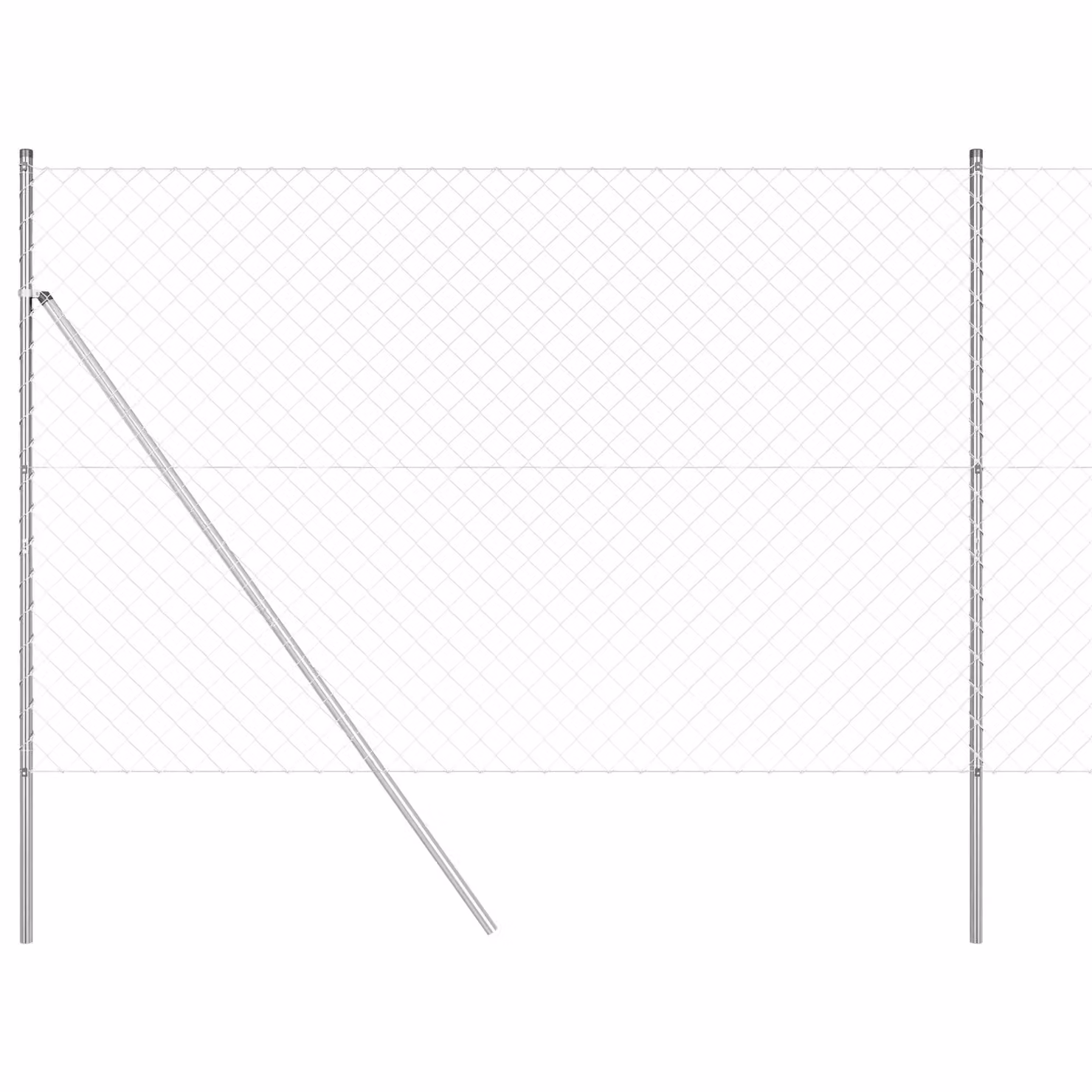 Berkfield Home Silver Galvanised Steel Chain Link Fence with 7 Round Posts, W: 10 m, H: 1.5 m – 2