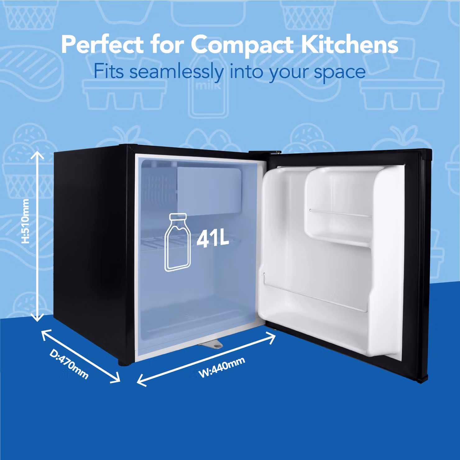 Igenix Lockable Countertop Fridge, 41 Litre, Black – 4