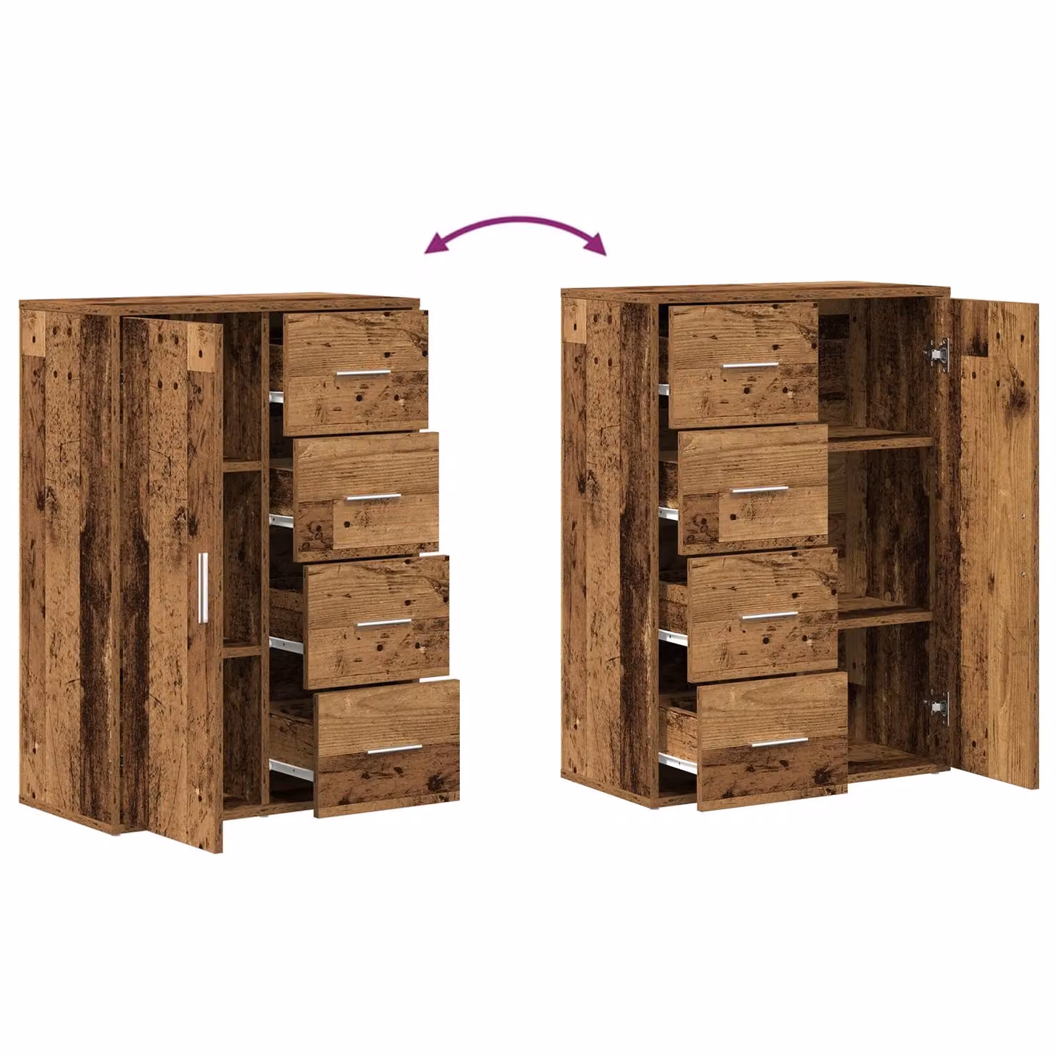 Berkfield Home Set of 2 Rustic Solid Wood Rectangular Sideboards in Brown – 3