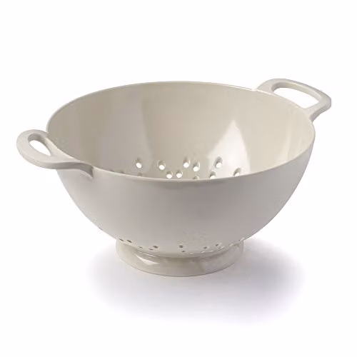 Zeal Melamine Colander with Handles and Feet, Beige, 20cm