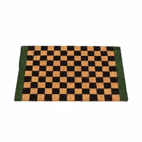 Melody Maison Rectangular Checked Coir and PVC Door Mat in Green and Brown, W/D/H: 60 x 40 x 1.5 cm – 2