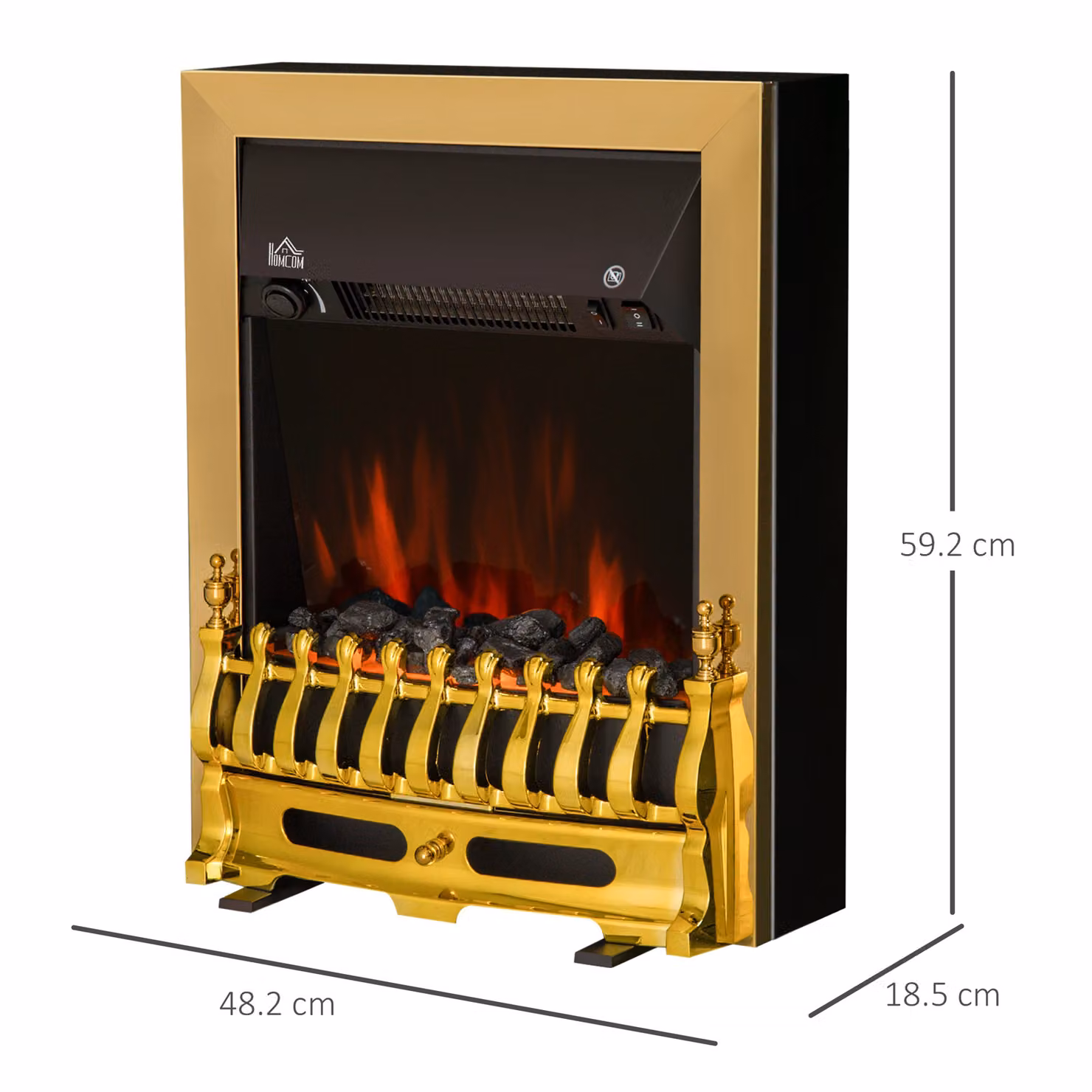 HOMCOM LED Flame Electric Fireplace in Gold – 3
