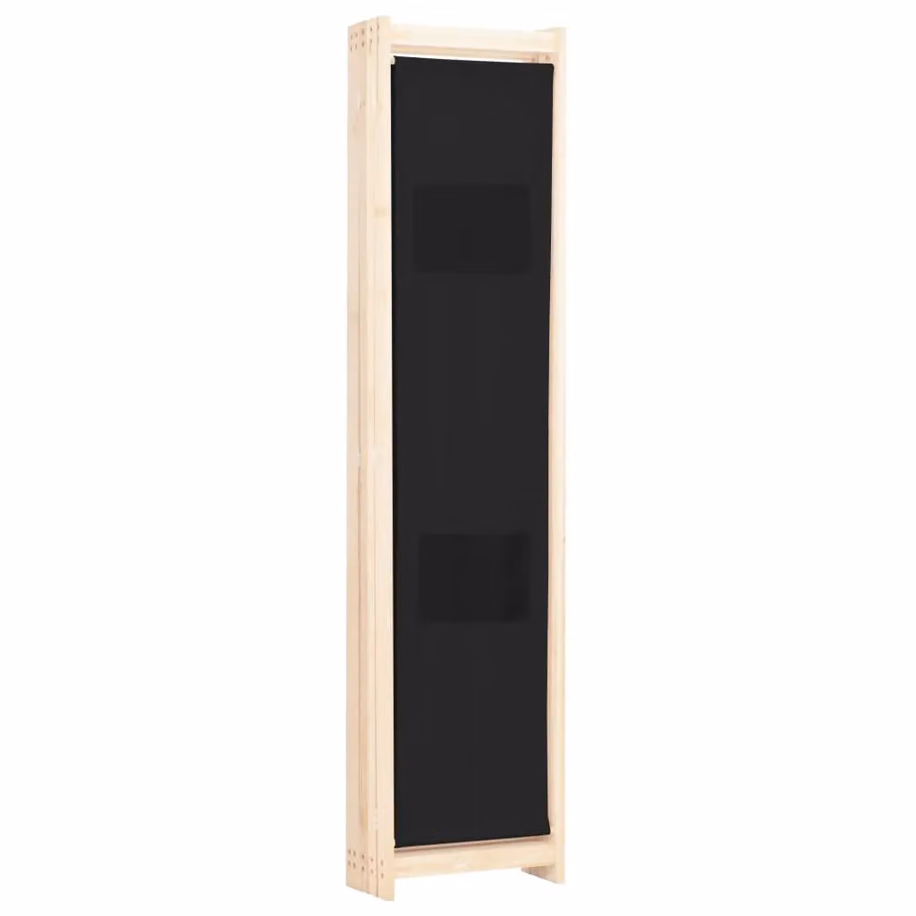 Berkfield Home 5-Panel Fabric Room Divider in Black, W/D/H: 200 x 4 x 170 cm – 3