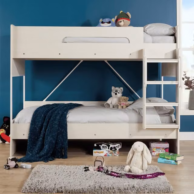 Home Source Hartford Convertible Single Bunk Beds in White, W/D/H: 90 x 190 cm