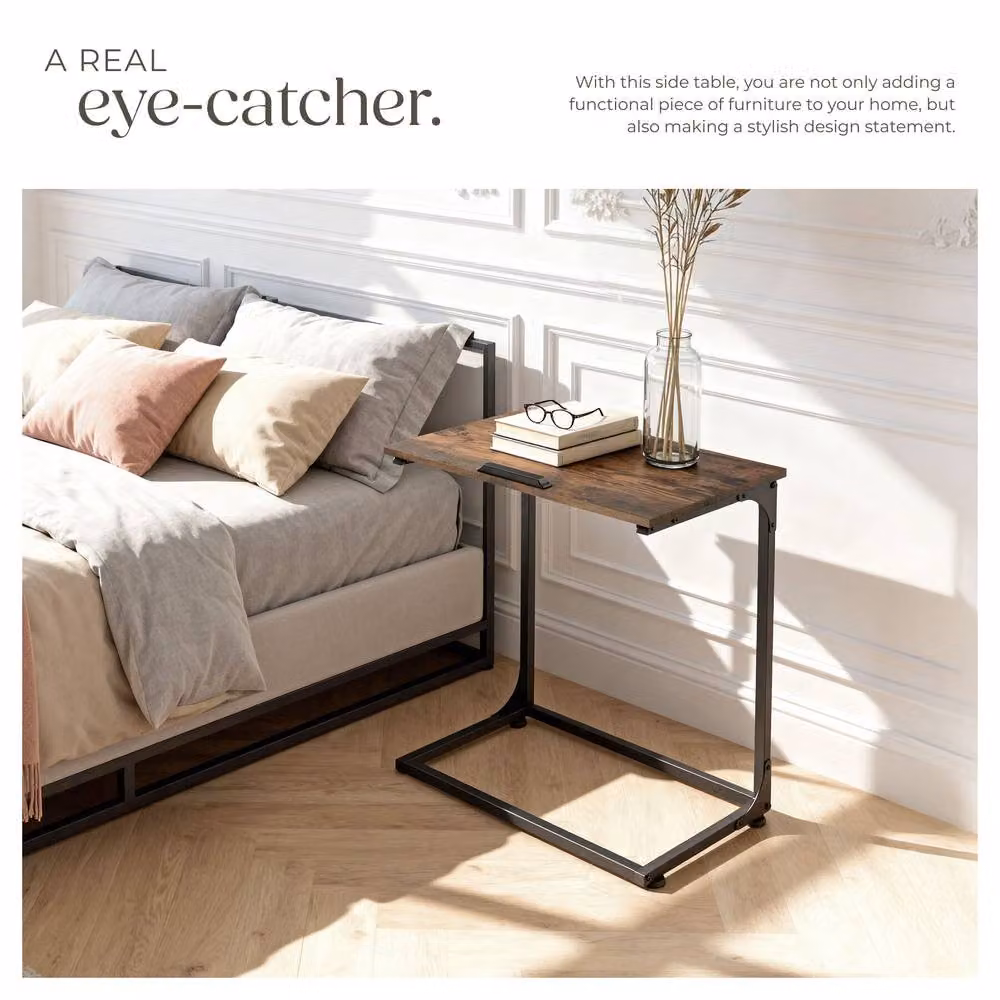 tectake Ruston Industrial Bedside Table in Dark Brown – 5