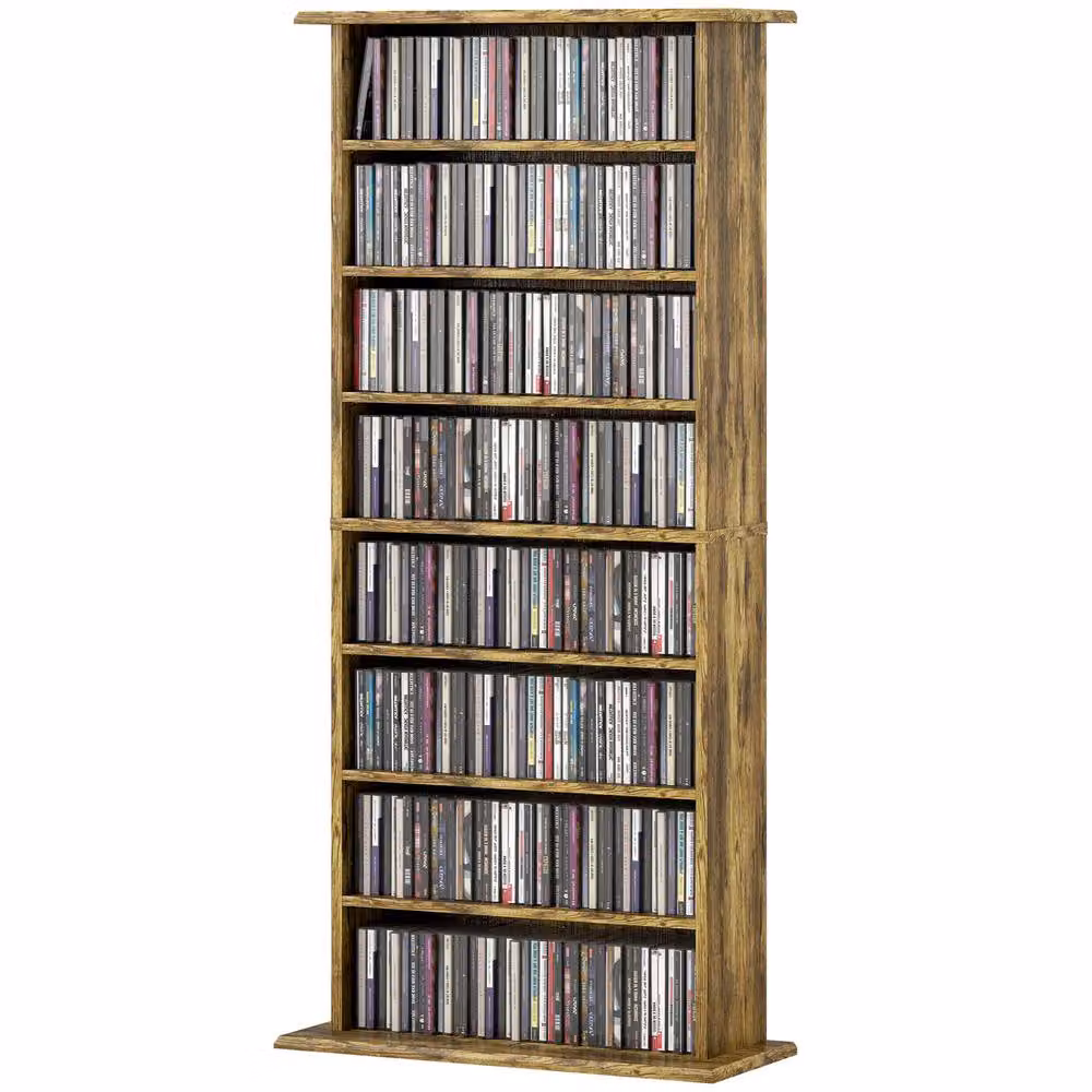 STILVORA CD Storage Unit with 6 Adjustable Shelves in Brown – 4