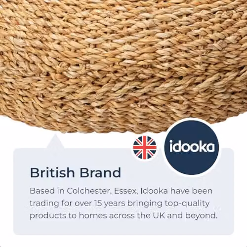 idooka Braided Jute Pouffe Foot Stool, Brown, W: 58 cm, H: 20 cm – 3