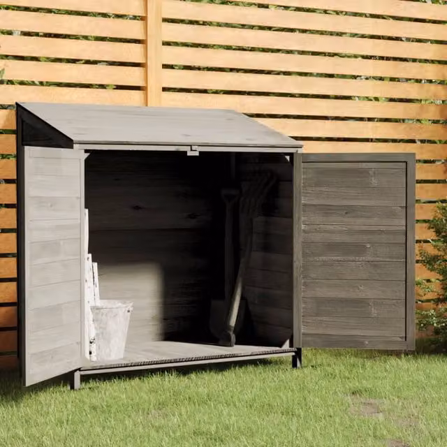 Berkfield Home Rustic Garden Shed in Anthracite Black, Solid Wood, W/D/H: 102 x 52 x 112 cm – 1