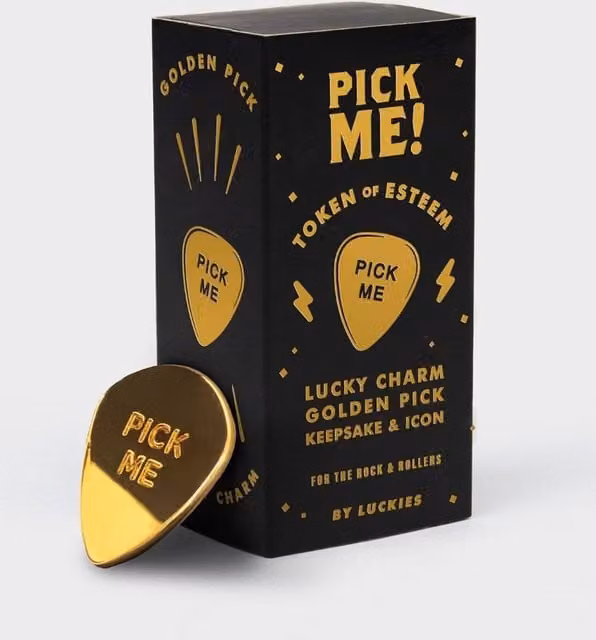Suck UK Pick Me Gold Plectrum Lucky Charm Metal Tabletop Ornament