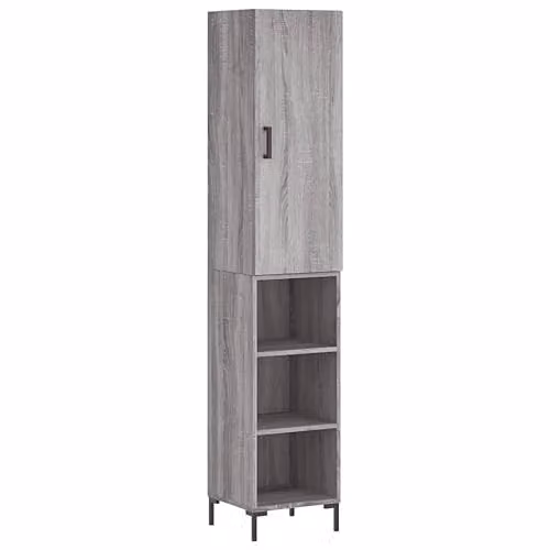 vidaXL Modern Grey Sonoma Highboard with Hinged Doors and Internal Shelves, W/D/H: 34.5 x 34.0 x 180.0 cm
