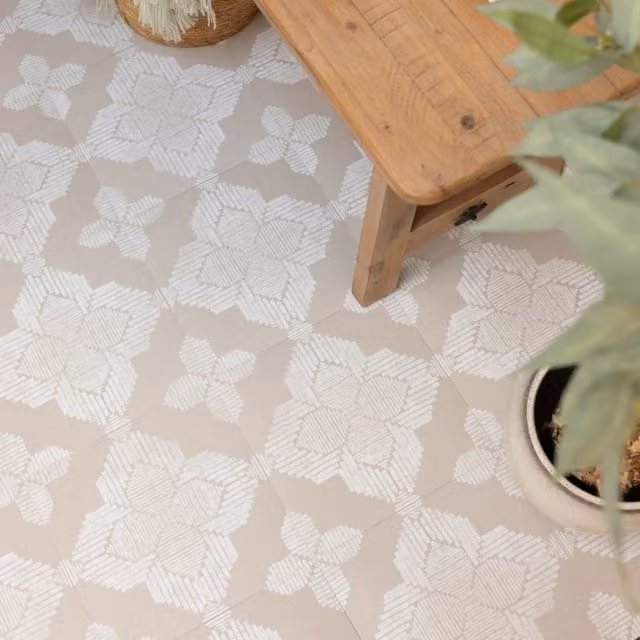 Floor Pops Sullivan Self-adhesive Vinyl Floor Tiles in Beige