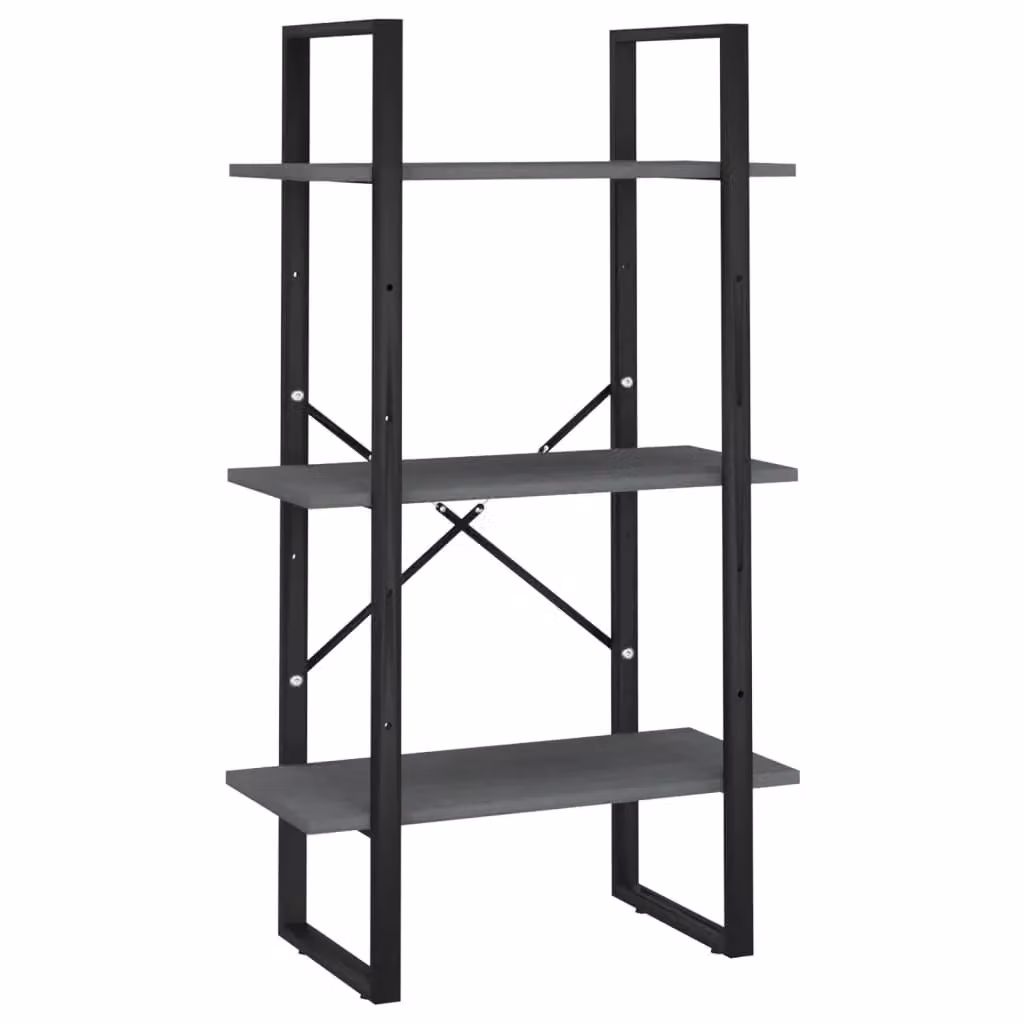 Berkfield Grey Solid Pine Wood and Metal Industrial Storage Shelf, W/D/H: 60 x 30 x 105 cm – 2