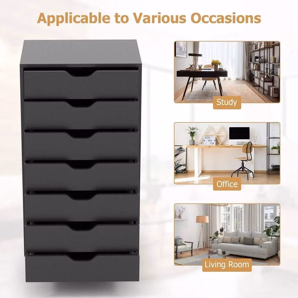 FORGEVIO 7-Drawer Mobile Storage Cabinet and Dresser Organizer in Black – 4