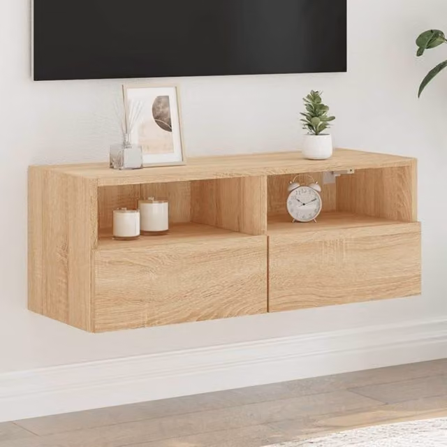 Berkfield Home Sonoma Oak TV Wall Cabinet in Brown, W/D/H: 80 x 30 x 30 cm – 1