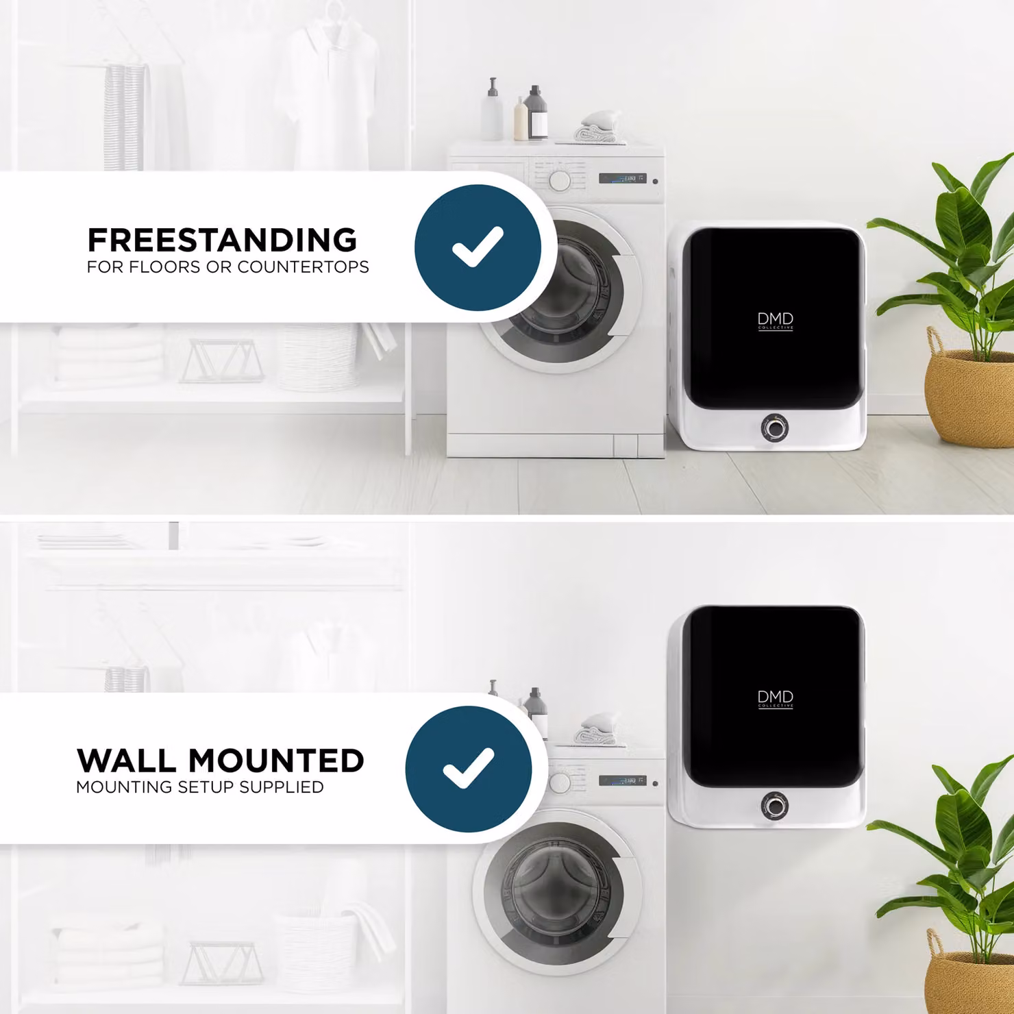 DMD Collective 3kg Mini Compact Vented Tumble Dryer, 830W, 5 Modes, White, Freestanding or Wall Mounted – 7