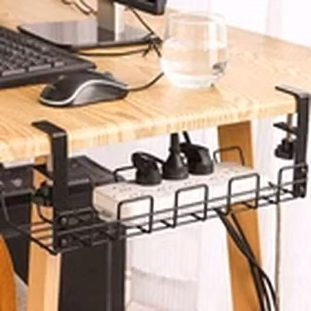 Havendro Black Metal Under Desk Cable Management Tray and Cord Holder for Office and Home – 1