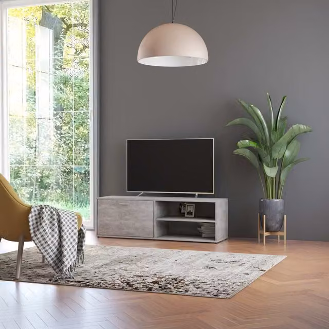 Berkfield Home Modern TV Cabinet in Concrete Grey, W/D/H: 120 x 34 x 37 cm