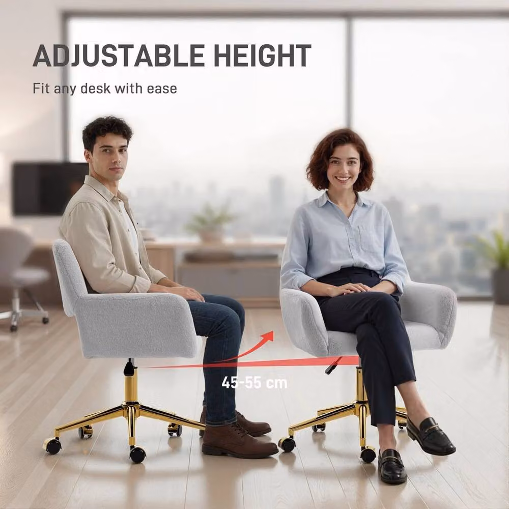 PAWNORA Grey Fabric Swivel Task Office Chair – 2