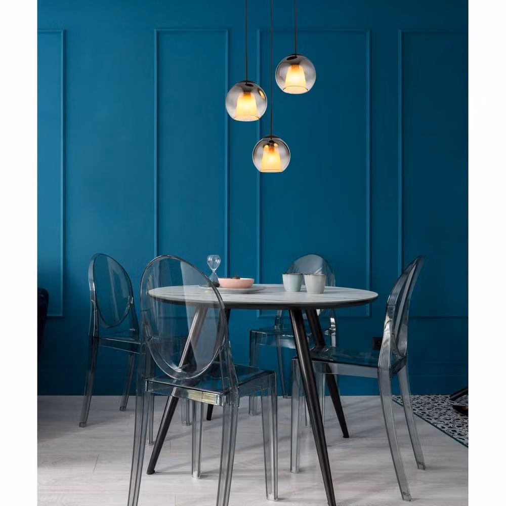 Netlighting Barry Cluster Pendant Light with 3 Smoke Glass Spheres and Matt Black Metal, E27, W/D/H: 120 x 45 x 45 cm – 2
