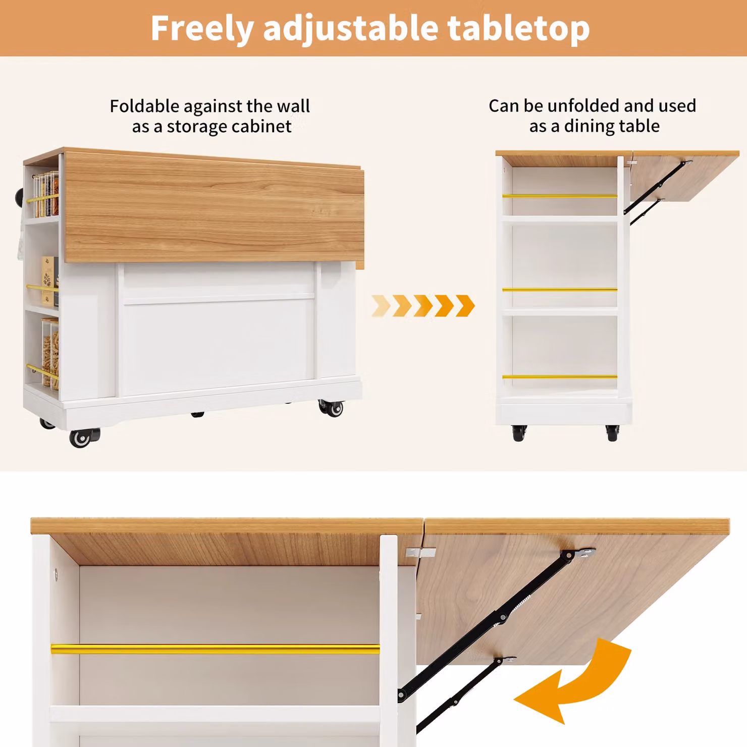 AKA Rolling Kitchen Island Cart with 2 Drawers in White, H 90 x W 40 x D 40 cm – 2