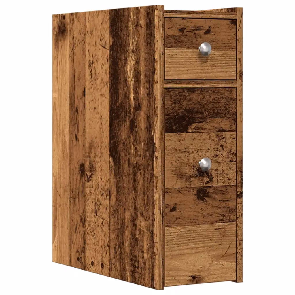 Berkfield Home Narrow Freestanding Bathroom Cupboard with Wheels in Brown Old Wood – 2