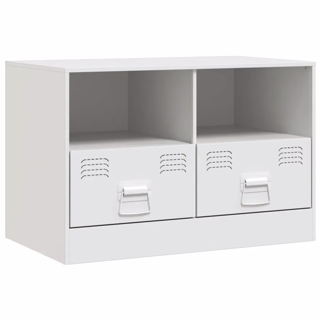 Berkfield Home Modern White Steel TV Cabinet W: 67 cm, D: 39 cm, H: 44 cm – 2