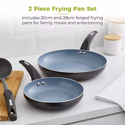 Tower T80300 Cerasure Induction Frying Pan Non-Stick 2 Piece Set, Grey, Ceramic Coating, 20 cm and 28 cm – 3