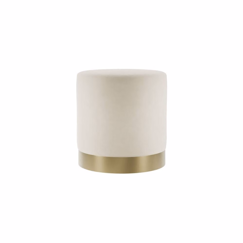 Wyld Haus Kalua Small Cream Velvet Stool with Brushed Gold Metal Base – 2