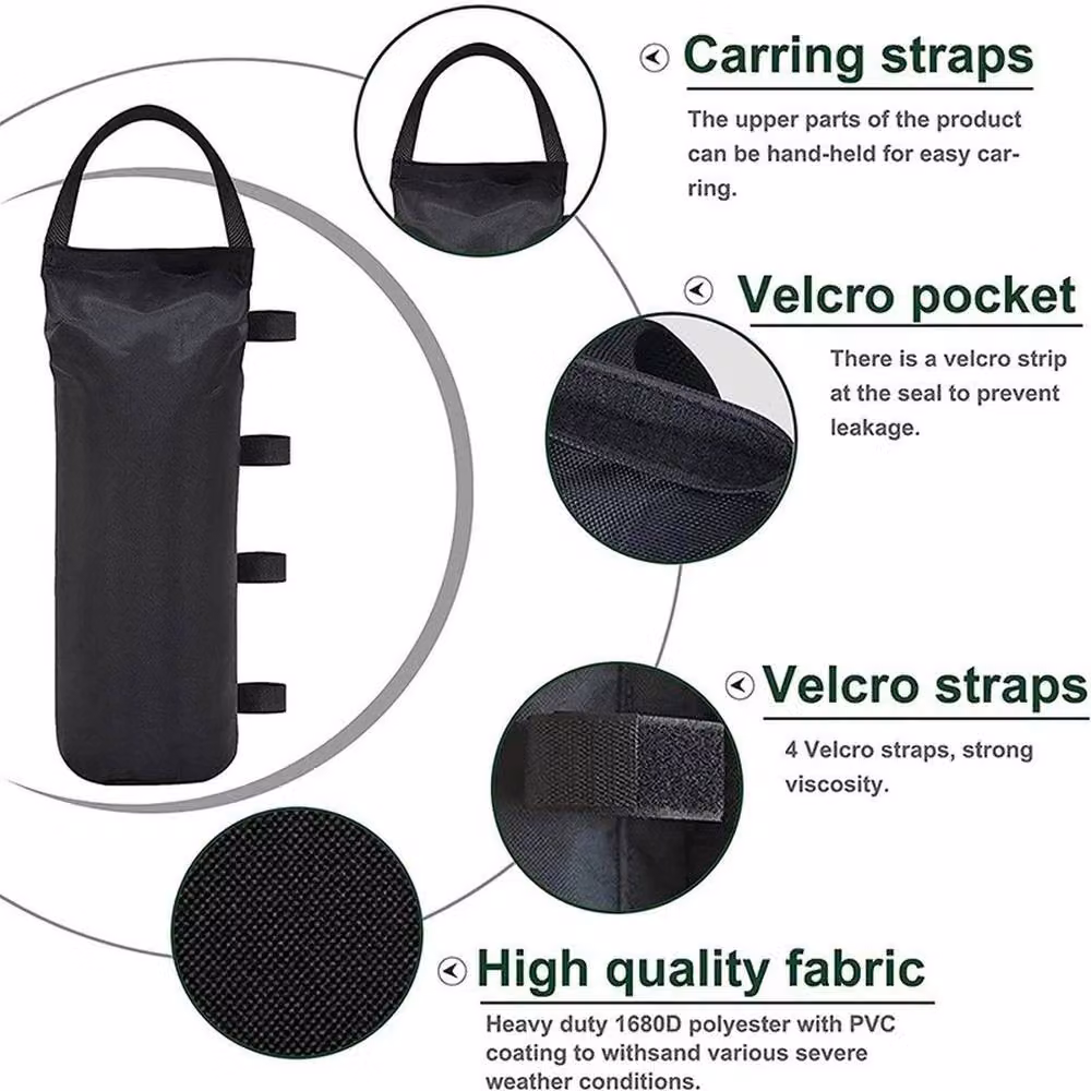 NESTLUNE 4 Pack Heavy Duty Large Gazebo Sand Bag Weights in Black, W: 100 cm, H: 15 cm, D: 15 cm – 6