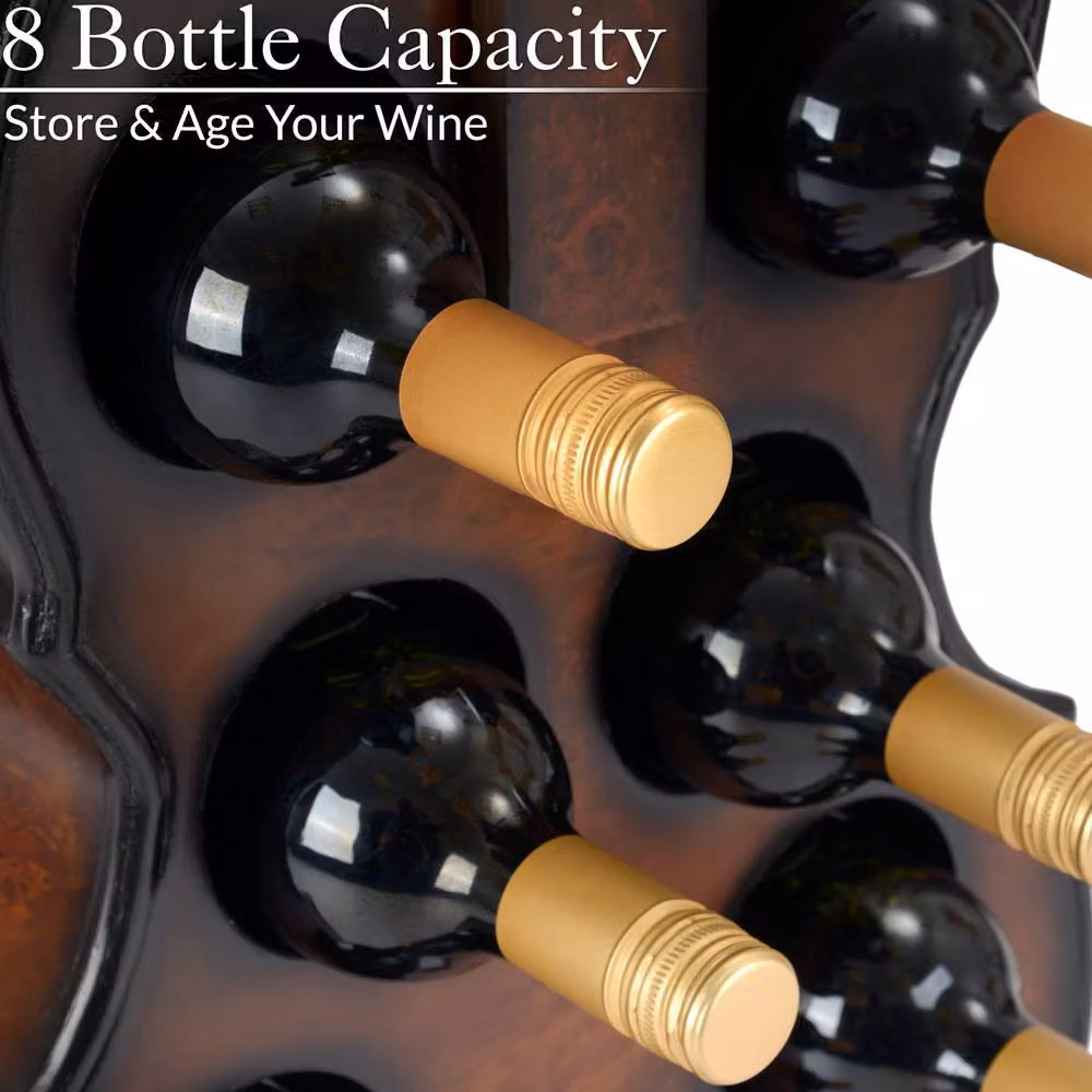 Christow Cello Wooden 8 Bottle Wine Rack in Brown Mahogany Effect, H: 101 cm, W: 39 cm, D: 18 cm – 4