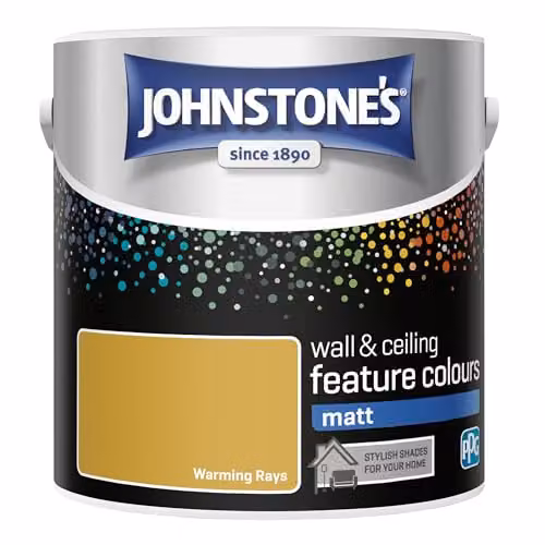 Johnstone's Warming Rays Matt Feature Wall Paint, Yellow, 2.5L – 2