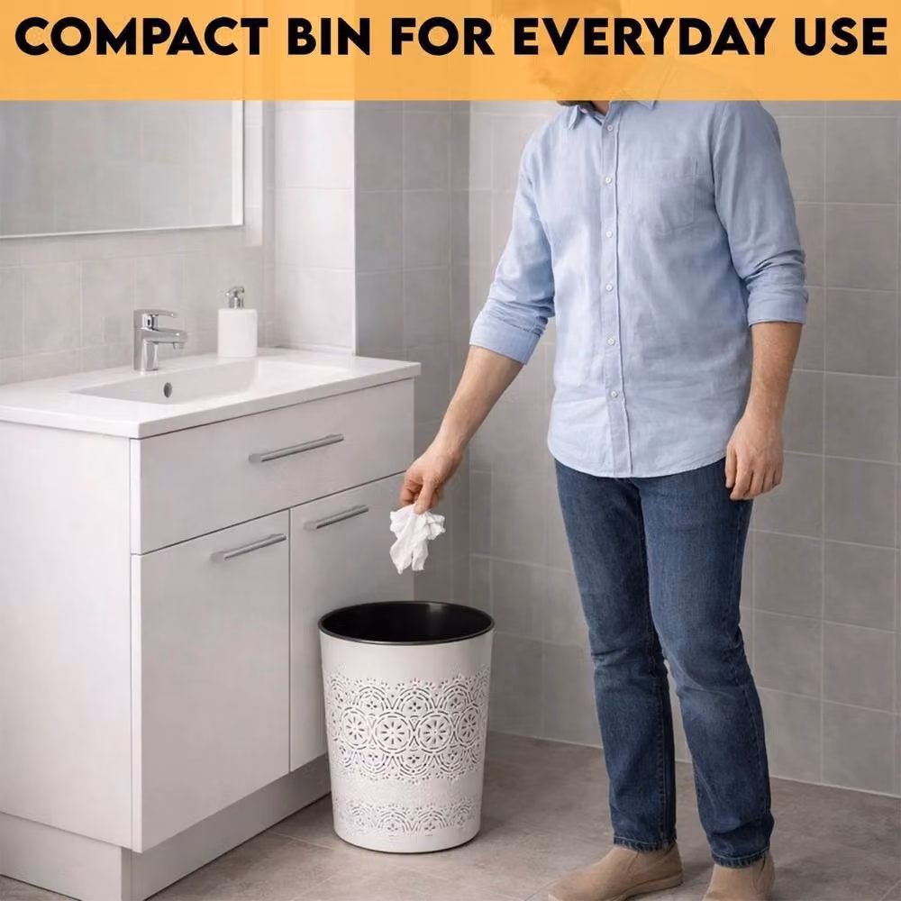 PAWNORA White Waste Rubbish and Paper Bin for Office or Kitchen – 3