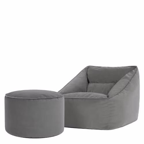 icon Natalia Velvet Adults Bean Bag Armchair and Pouffe in Dusk Pink and Anthracite Grey – 9