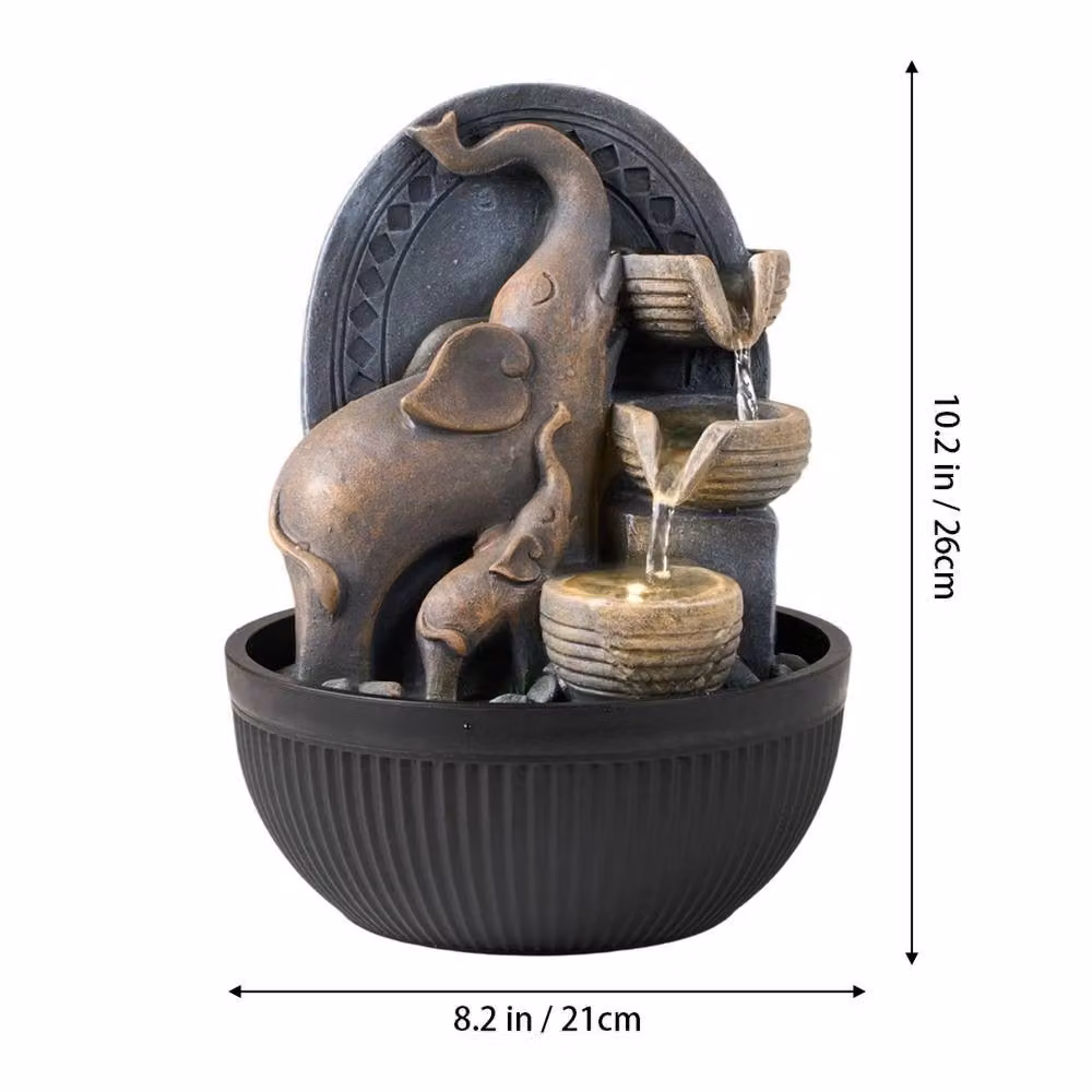 EONLION Indoor LED Elephant Water Feature Fountain in Black, Height: 100 cm – 2