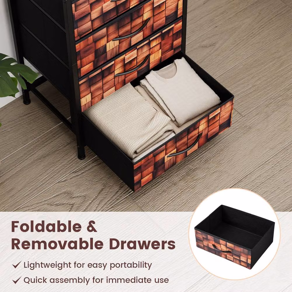 Costway 4-Drawer Dresser Bedside Cabinet and Nightstand in Brown – 6