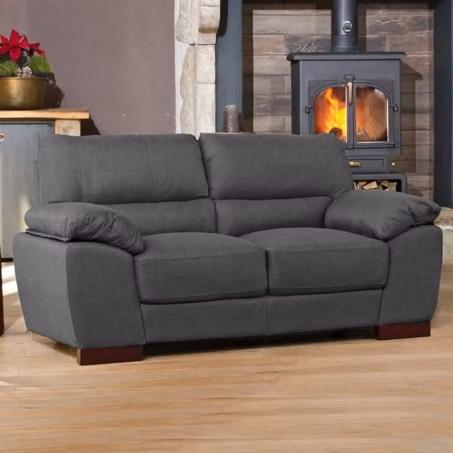 Artemis Home Westbrook 2 Seat Sofa in Grey Fabric with Ash Wood and Metal Frame