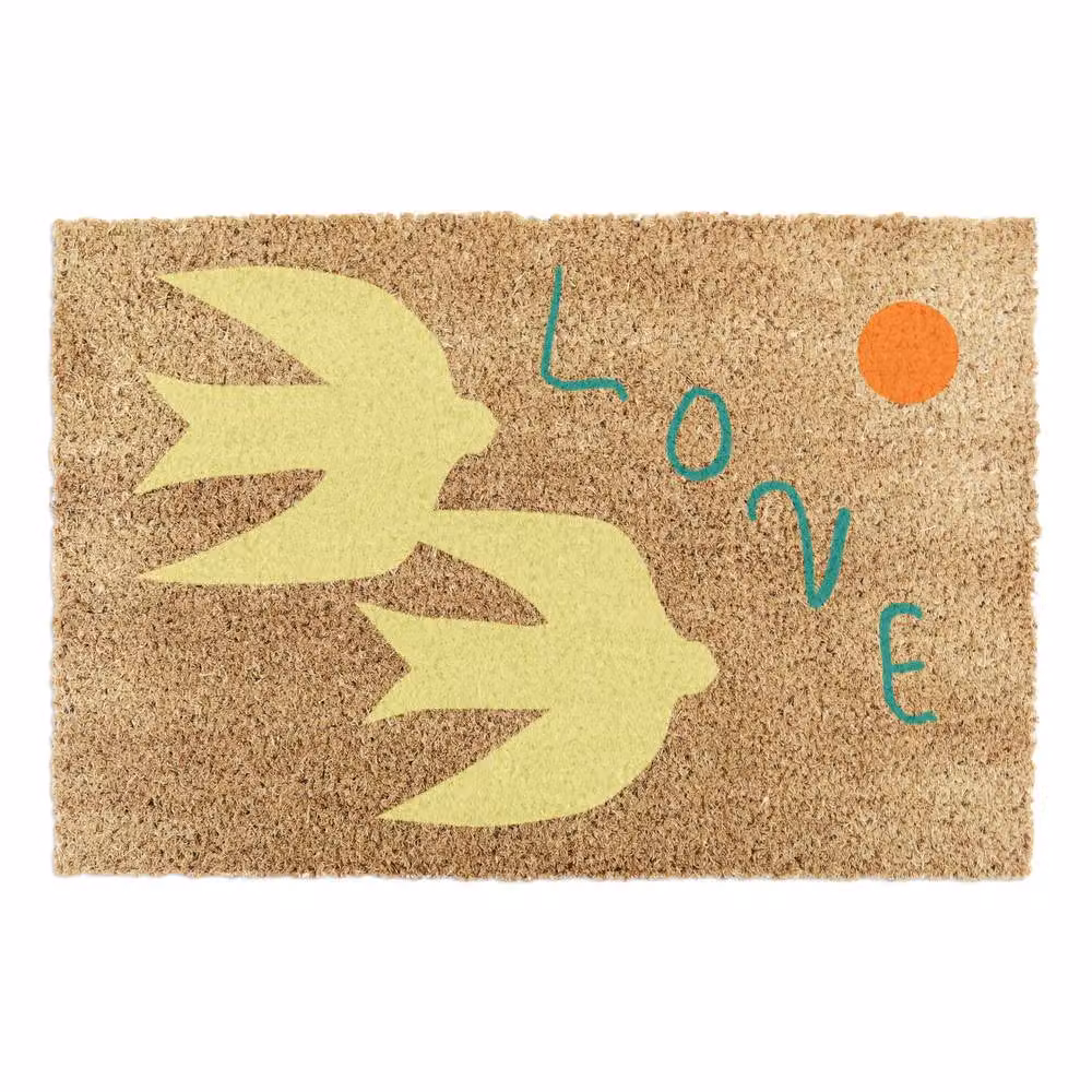 Artsy Mats Elizabeth Olwen Swan Love Coir Doormat in Brown, W: 60 cm, D: 40 cm – 5