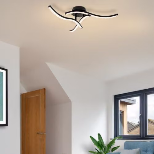 Cosylyte Kenworth Modern Wavy Beaded Integrated LED Ceiling Light, Matt Black, W: 53 cm, D: 53 cm, H: 13 cm – 2