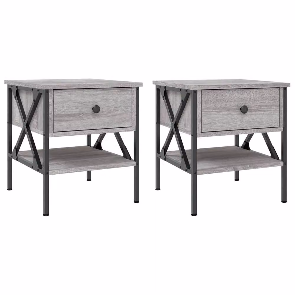 Berkfield Home Set of 2 Grey Sonoma Bedside Tables, W/D/H: 40 x 42 x 45 cm – 3