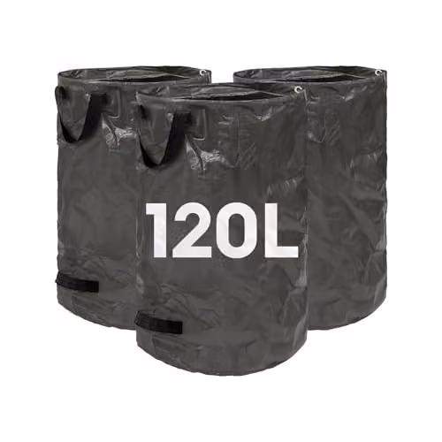 Harbour Housewares Heavy Duty Garden Waste Bags, 3 Pack, 120L, Green and Black