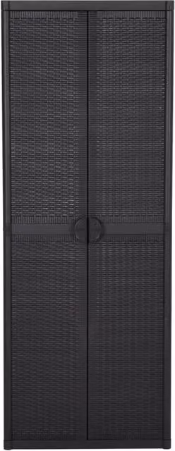 Berkfield Home Garden Storage Cabinet in Black PP Rattan, W/D/H: 65 x 45 x 172 cm – 1