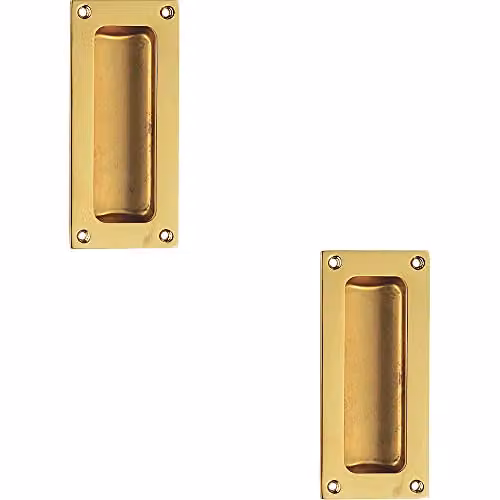 Loops 2-Pack Recessed Sliding Door Flush Pull in Polished Brass, W: 10.2 cm, H: 10.2 cm, D: 1.05 cm