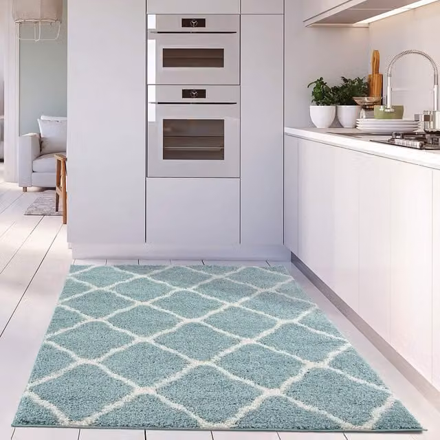 Myshaggy Moroccan Design Rug in Duck Egg Blue, W: 80 cm, L: 150 cm