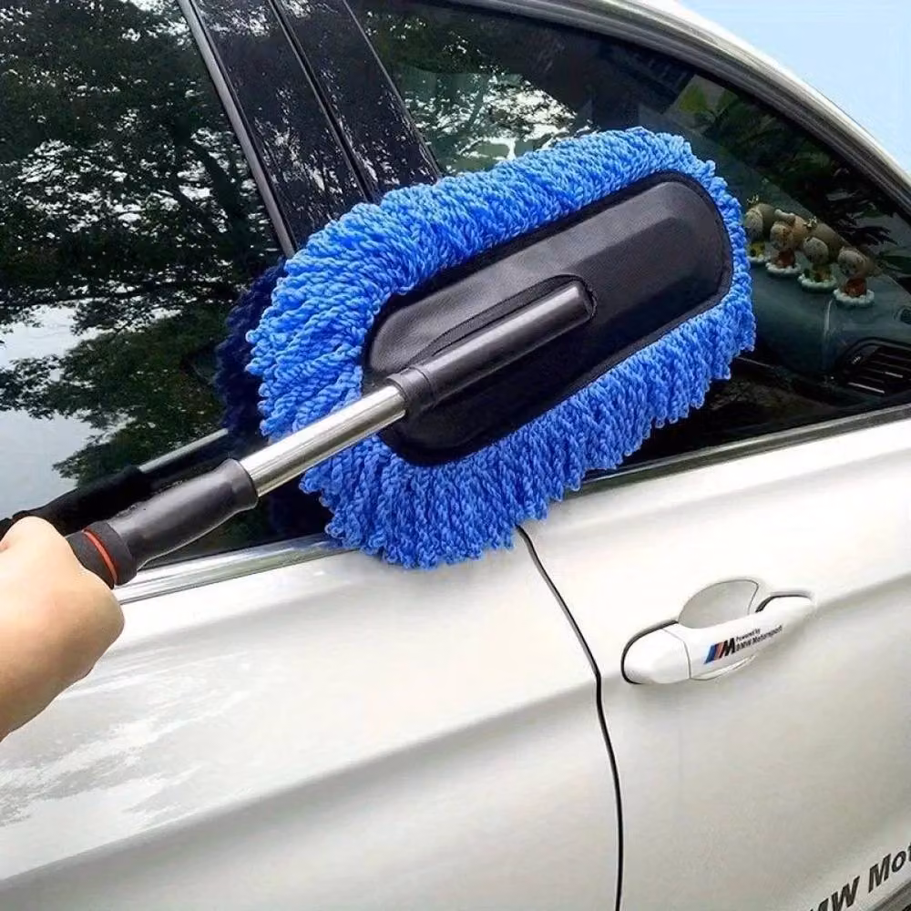 FLAVORA Scalable Microfibre Car Wash Cleaning Brush Duster, Blue, W: 100 cm, D: 15 cm – 3